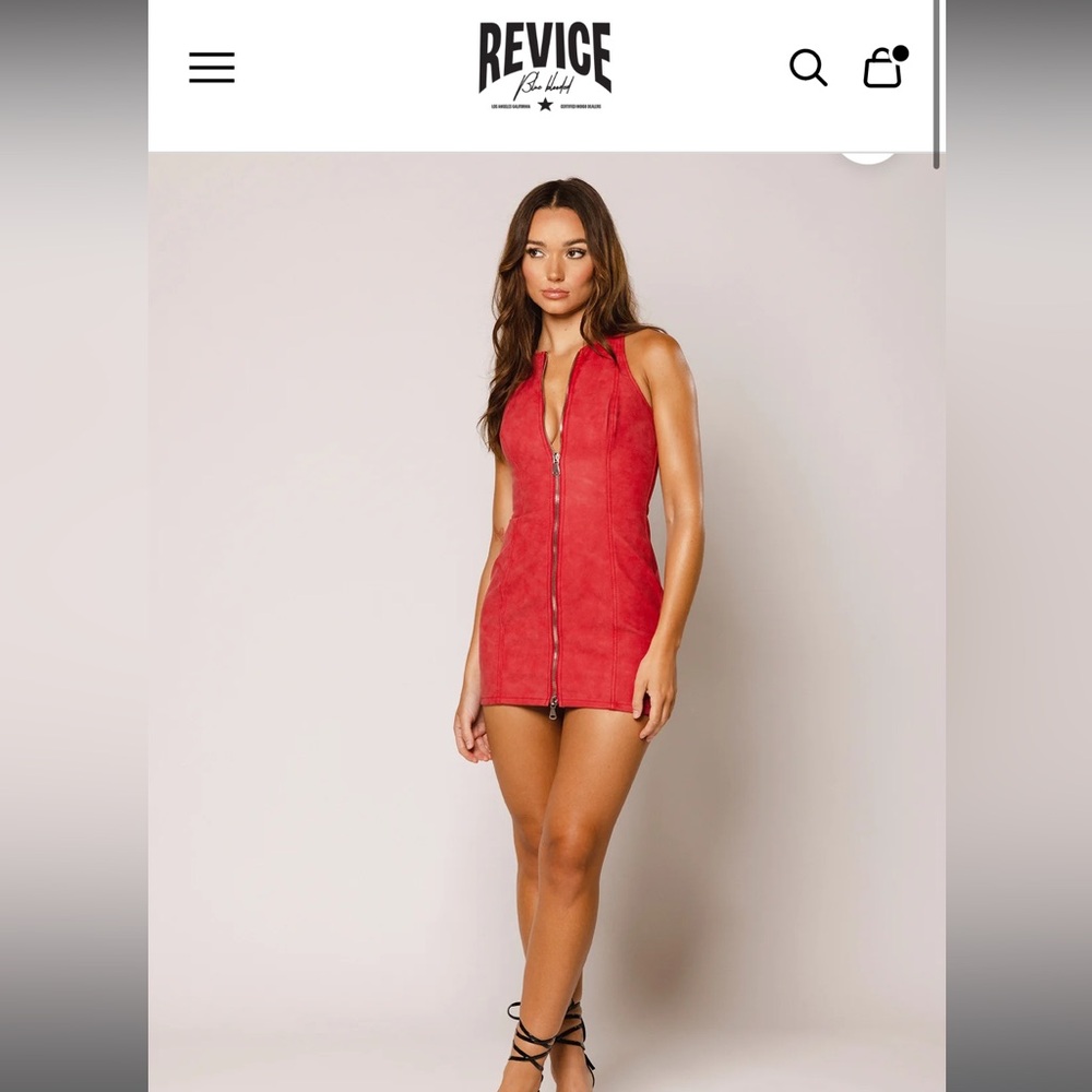Revice denim vixen dress in red, size small